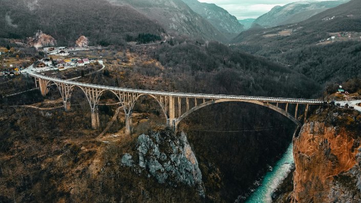 Tara River Gorge with a bridge over it.