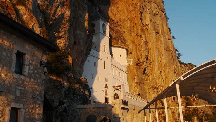 Ostrog Monastery at sunset