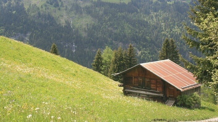 Wooden house at mountain