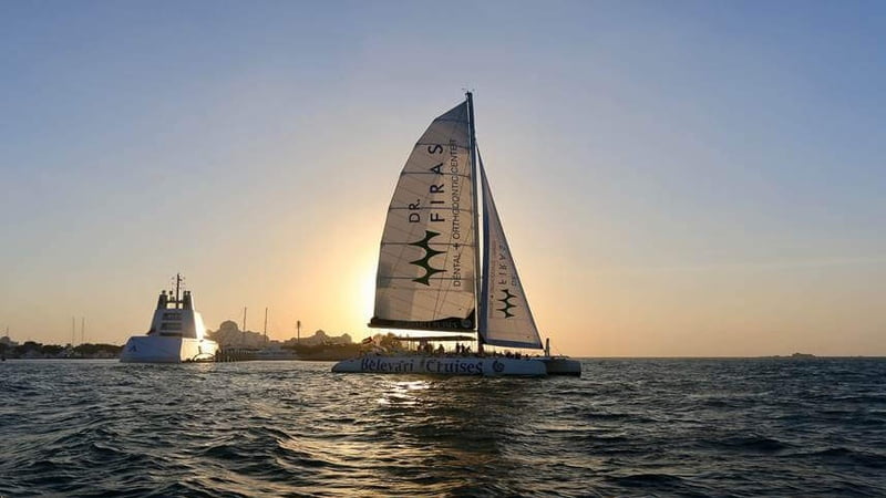 Catamaran yacht sunset