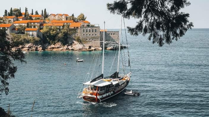 Yacht on sea in Montenegro