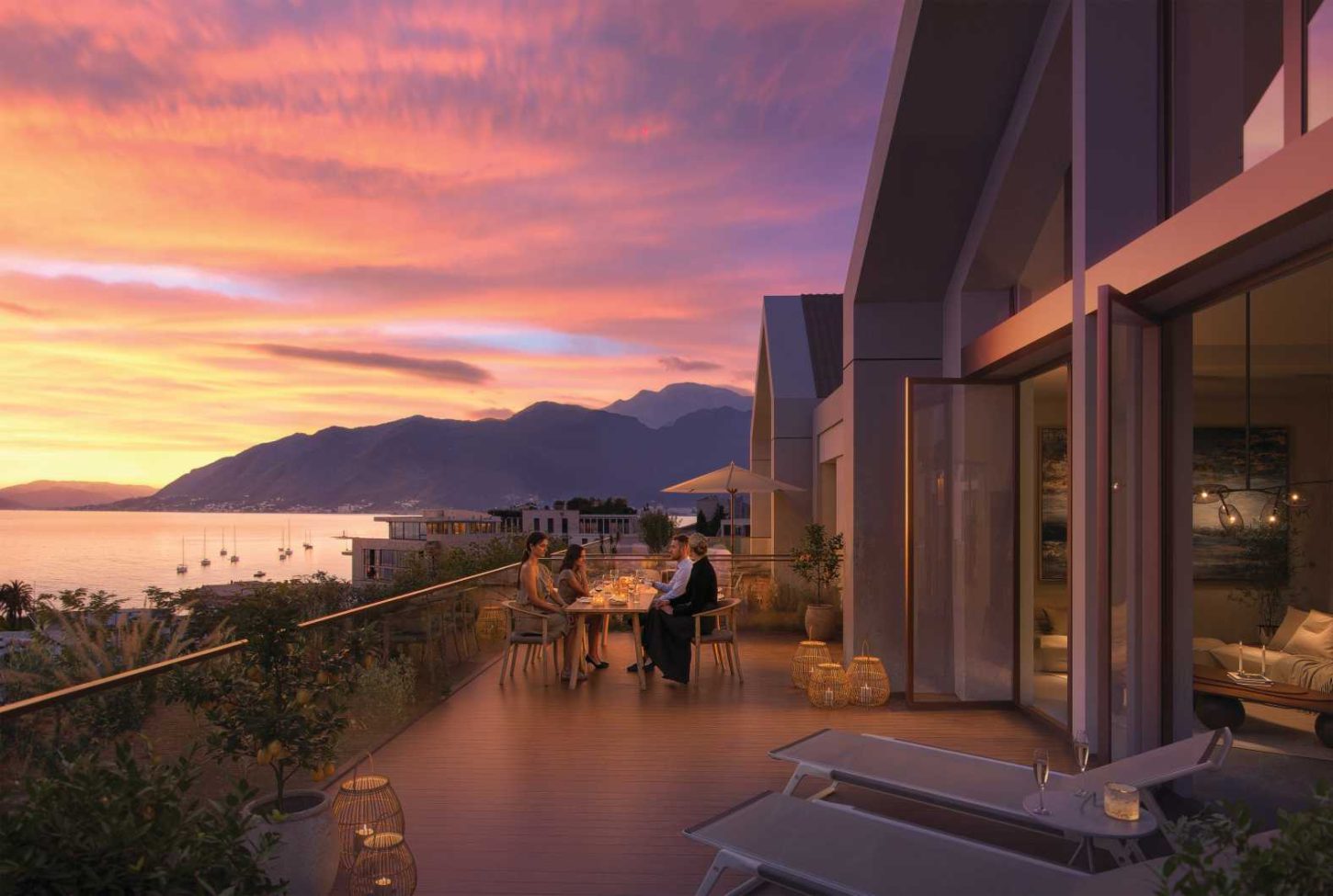 4 people on the rooftop terrace