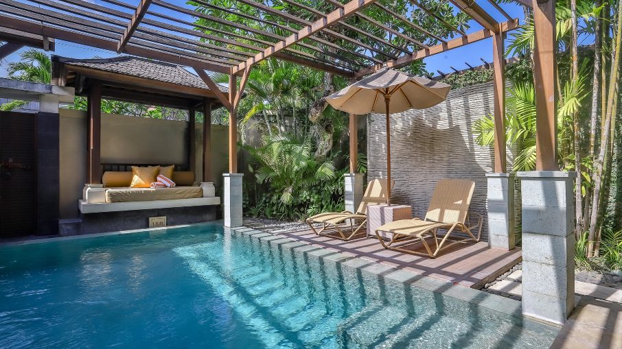 Modern private villa with a swimming pool, showcasing exclusive luxury residence living.